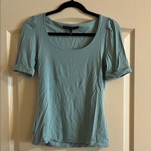 White House Black Market Light Blue Scoop Neck Short Sleeve Top